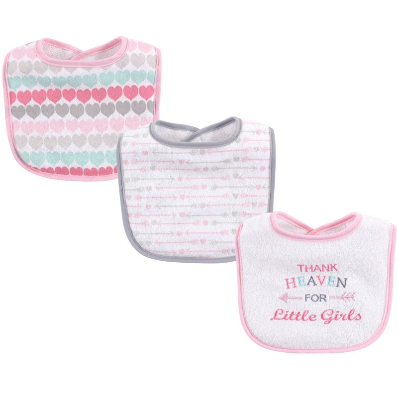 Luvable Friends Unisex Baby Cotton Drooler Bibs with Fiber Filling, Girl Thank Heaven, One Size